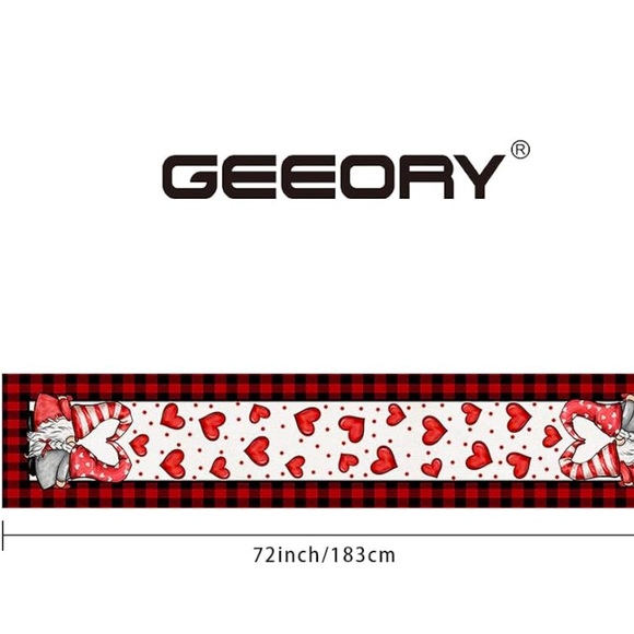 Valentine's Day Table Runner 13 x 72 Inch, Hearts Gnomes Decorative NEW - Picture 3 of 3